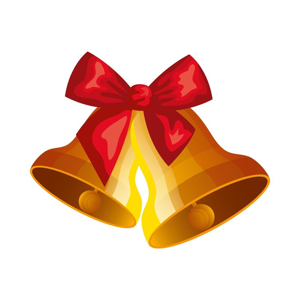 bells christmas with ribbon isolated icon vector