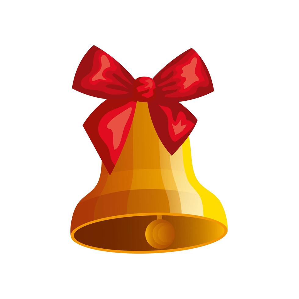 bell christmas with ribbon isolated icon vector