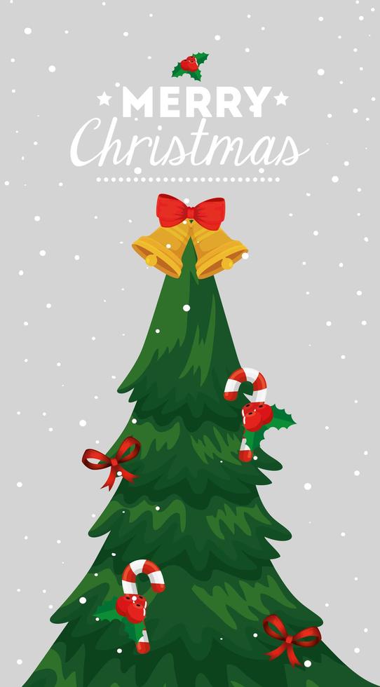 merry christmas poster with pine tree vector