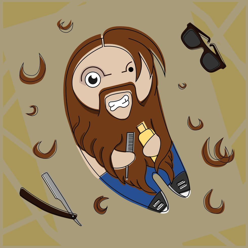 Funny hairy hipster vector