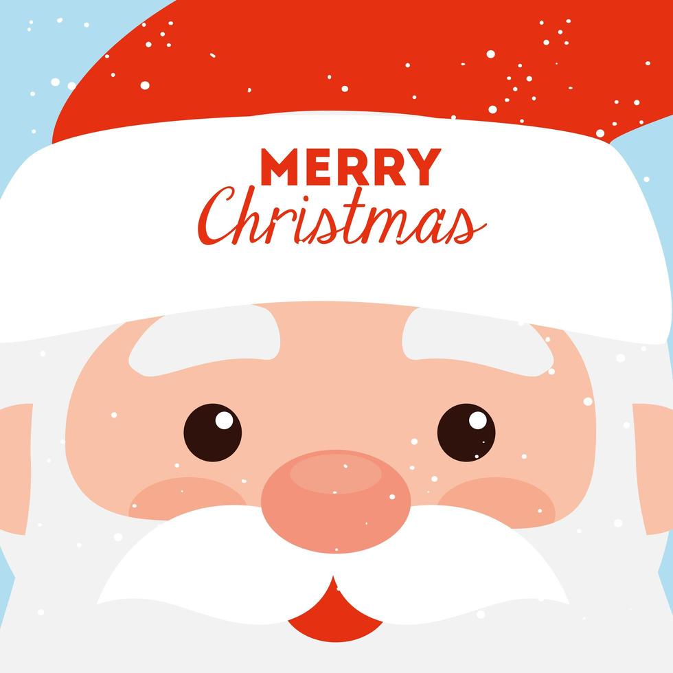 merry christmas poster with face of santa claus vector