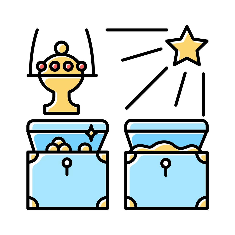 Gifts of the magi blue color icon. Baby Jesus gifts from three magic kings. vector