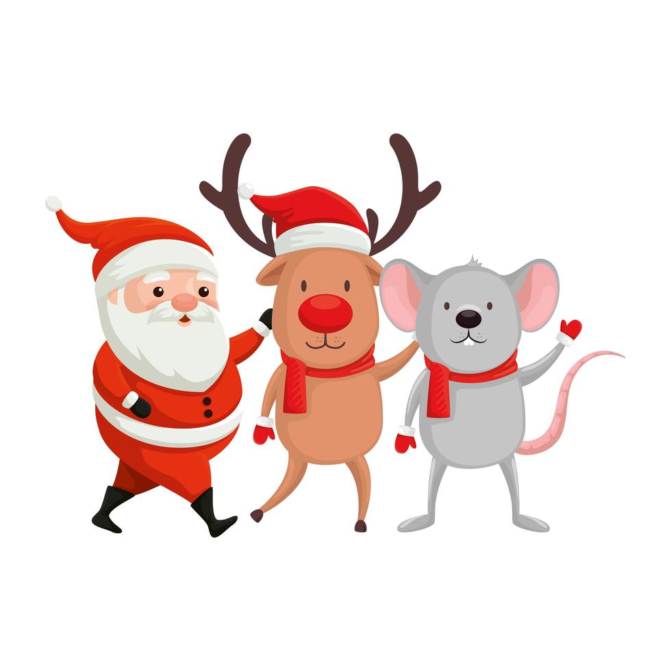 reindeer with characters of merry christmas vector