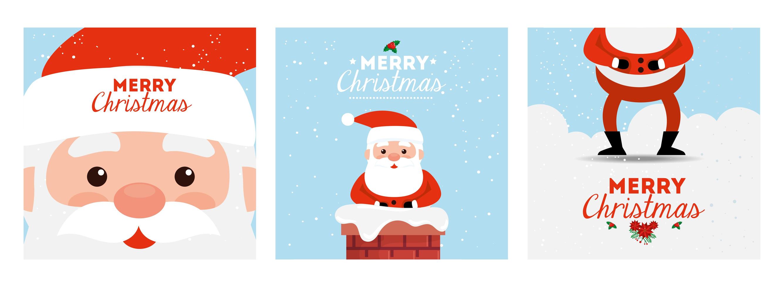 set poster of merry christmas and decoration vector