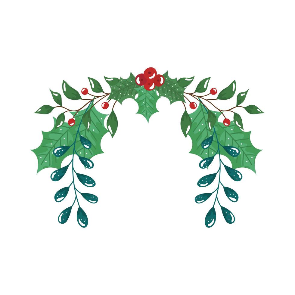 branches with leafs and seeds isolated icon vector