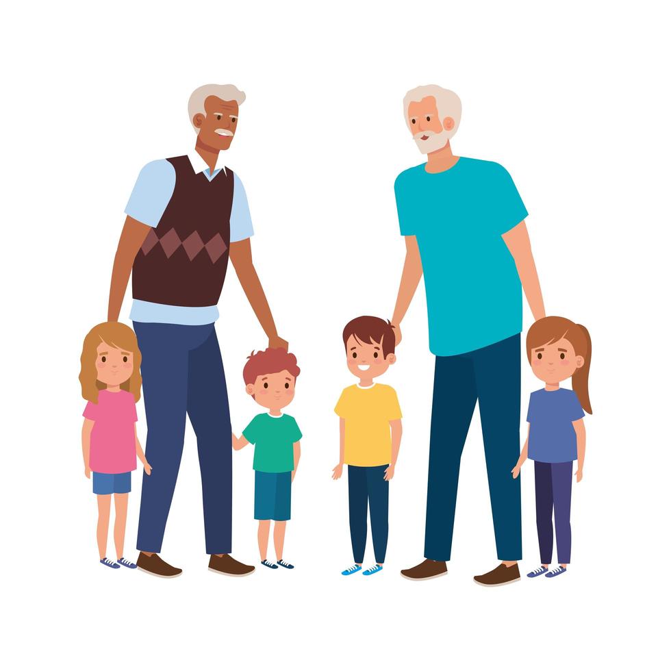 group of grandparents with grandchildren vector