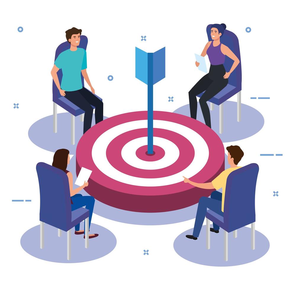work team group in meeting with target vector