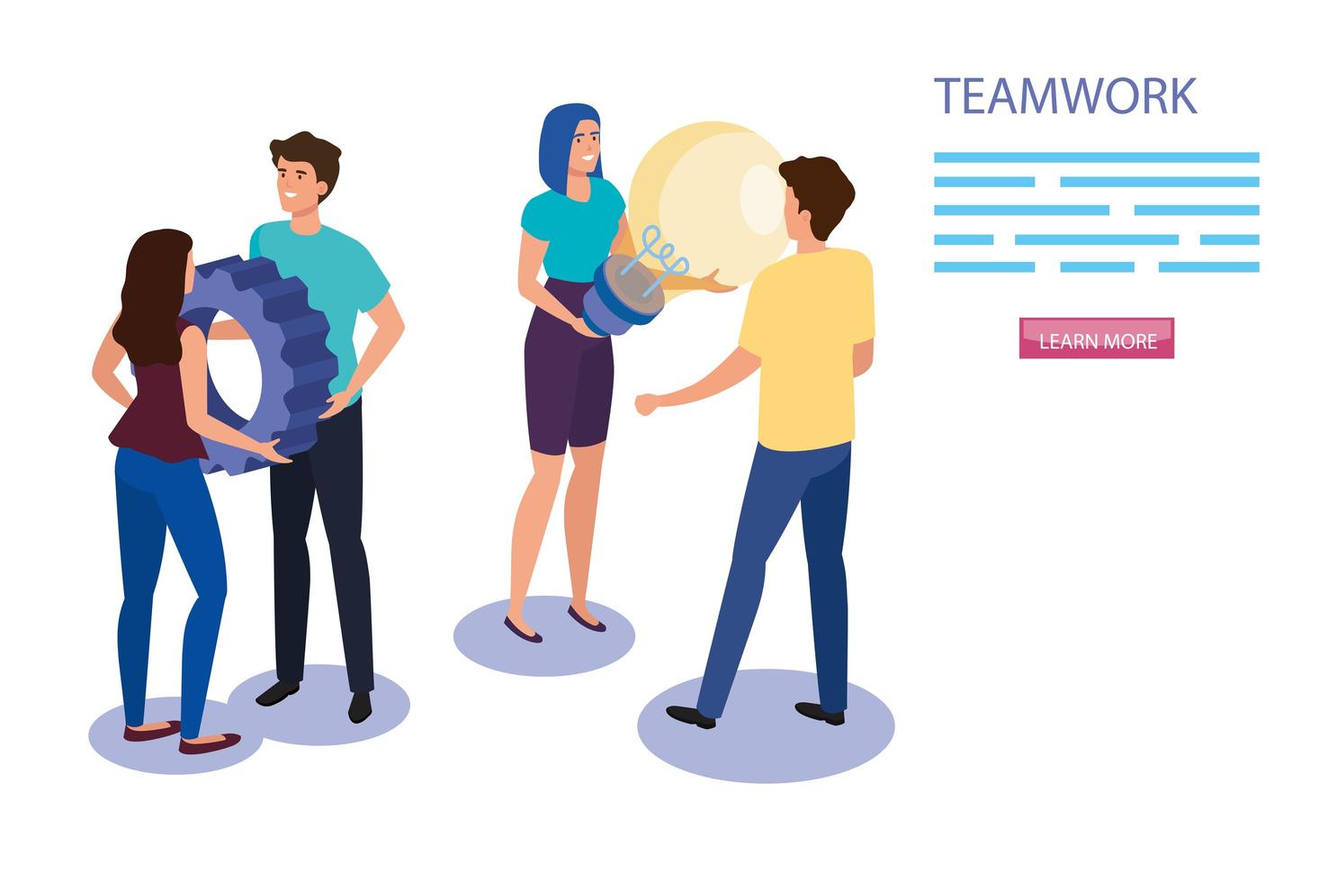 work team group with gear and light bulb vector