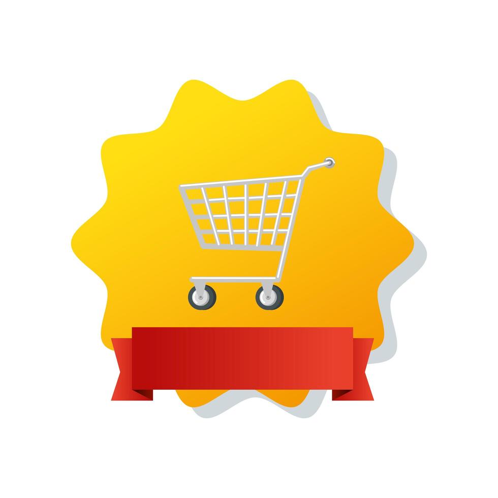 Carrito de compras en sello icono aislado vector