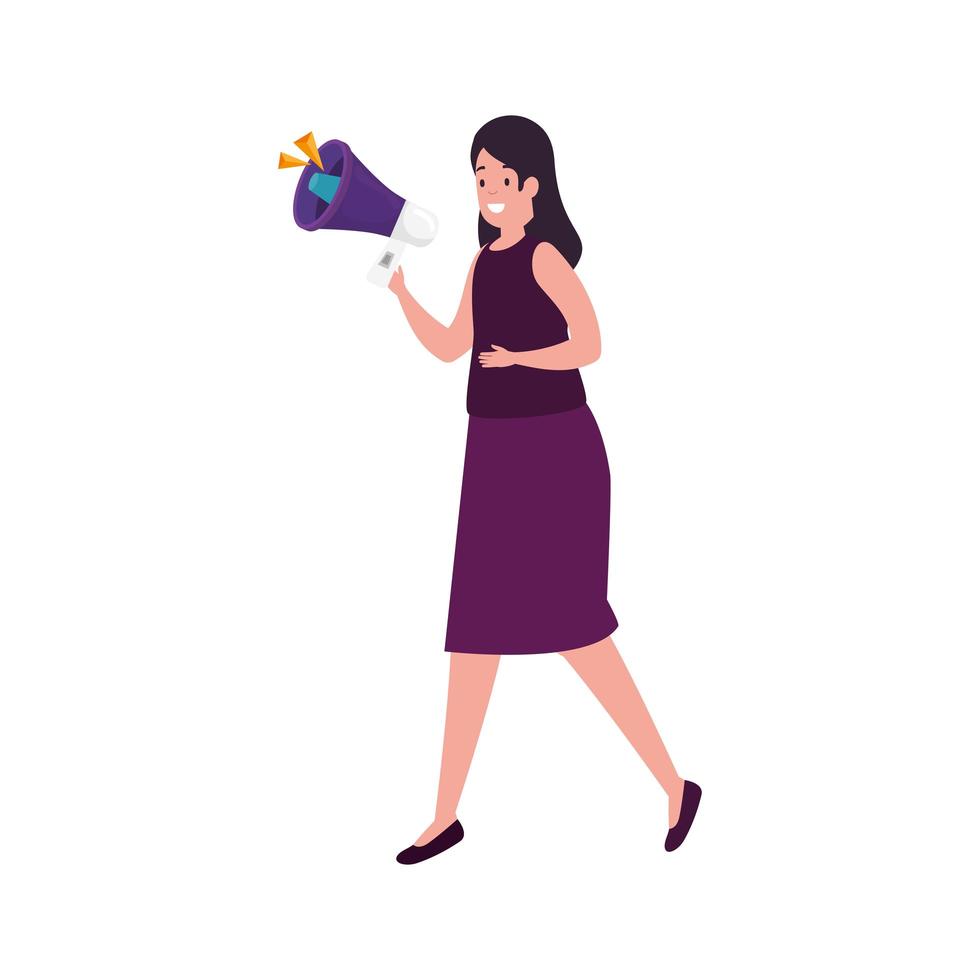 beautiful woman with megaphone isolated icon vector