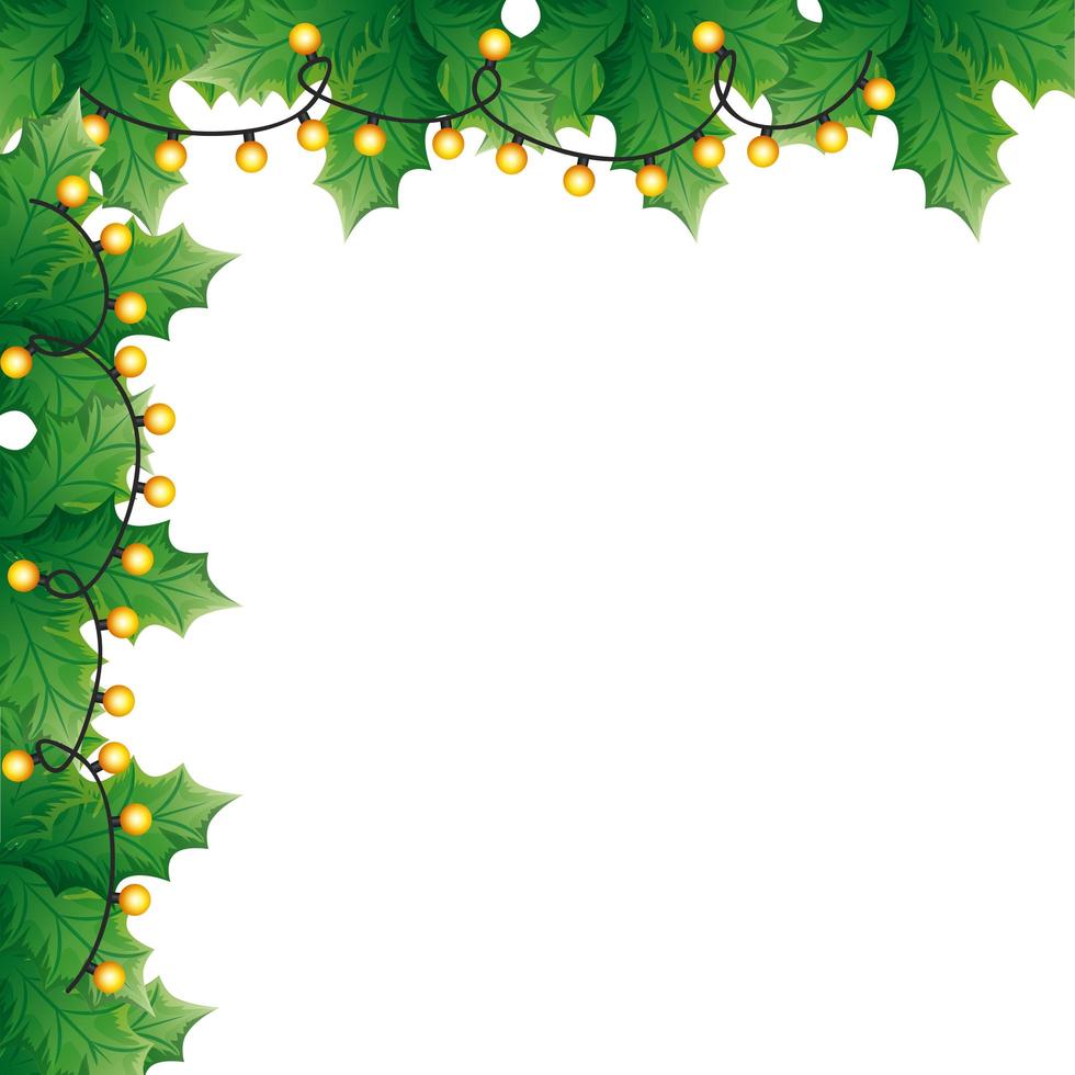 leafs decoratives with lights christmas vector