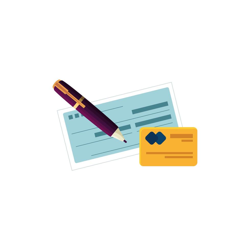 check of bank with pen and credit card vector