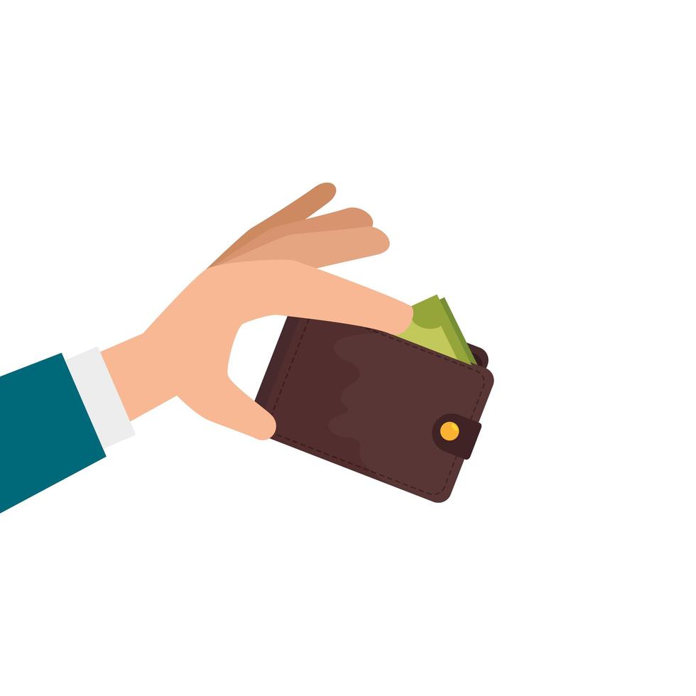 hands with wallet accessory isolated icon vector