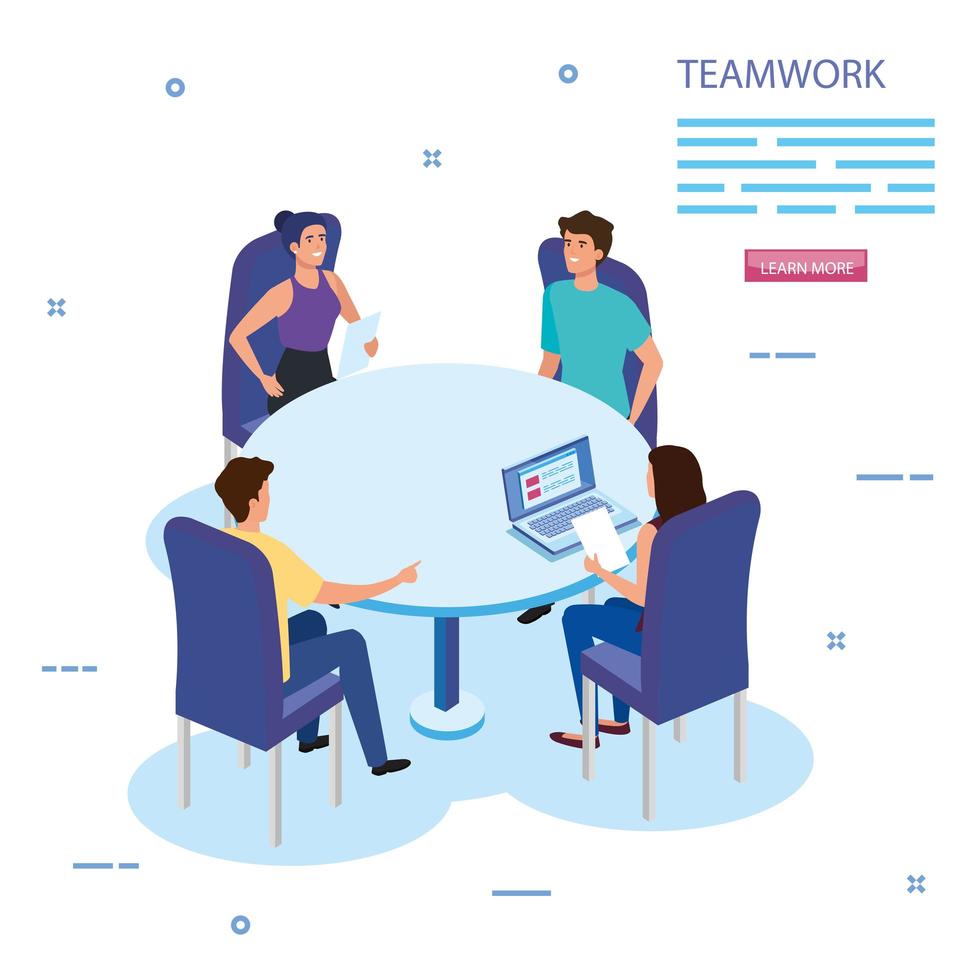 work team group in meeting avatar characters vector