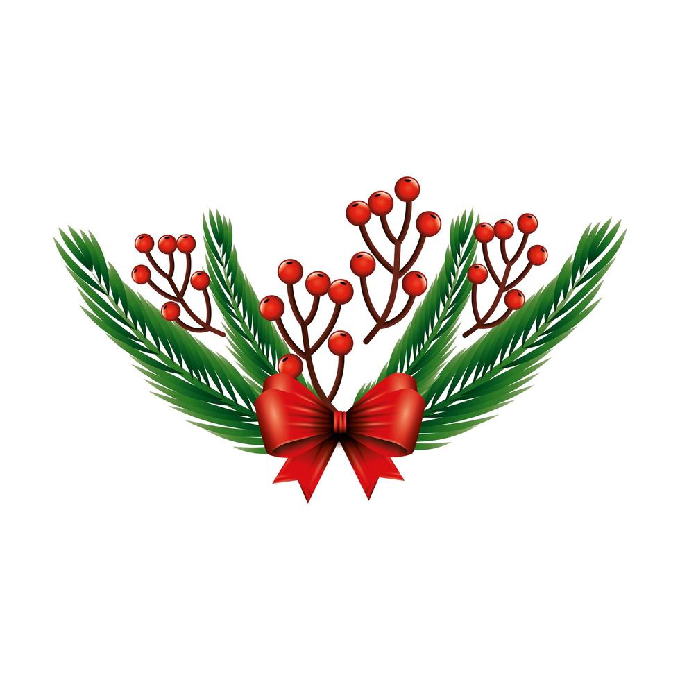 branches with holly fruits christmas and tropical leafs vector