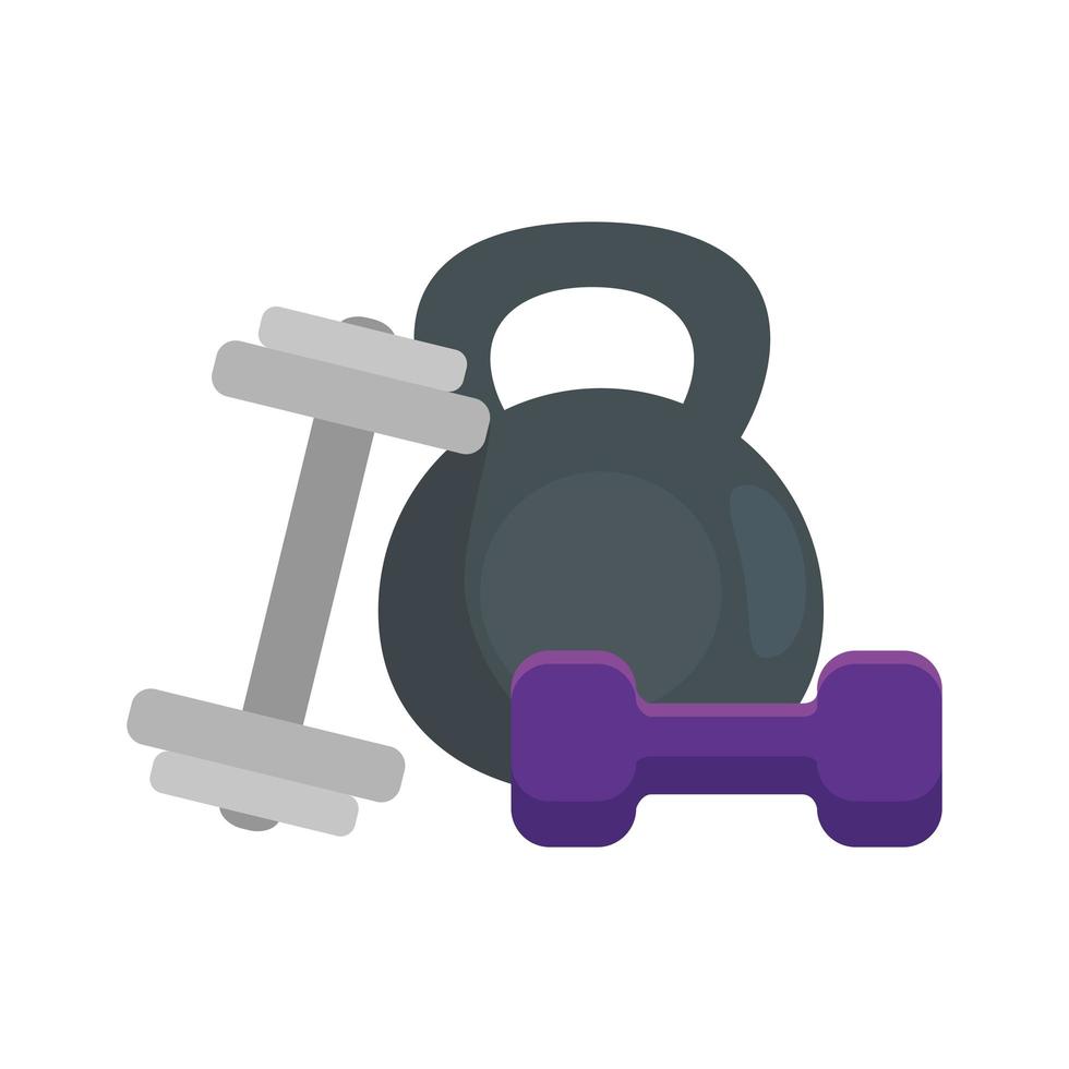 Conjunto de icono aislado de gimnasio con mancuernas vector