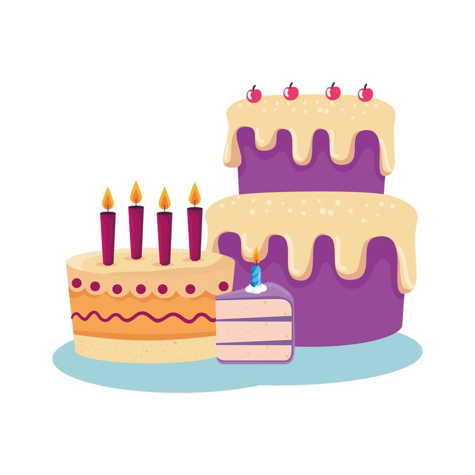 diseño de vector de pastel de feliz cumpleaños