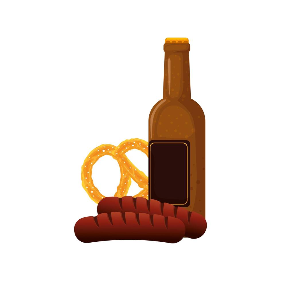 Oktoberfest cerveza y diseño vectorial de salchichas vector