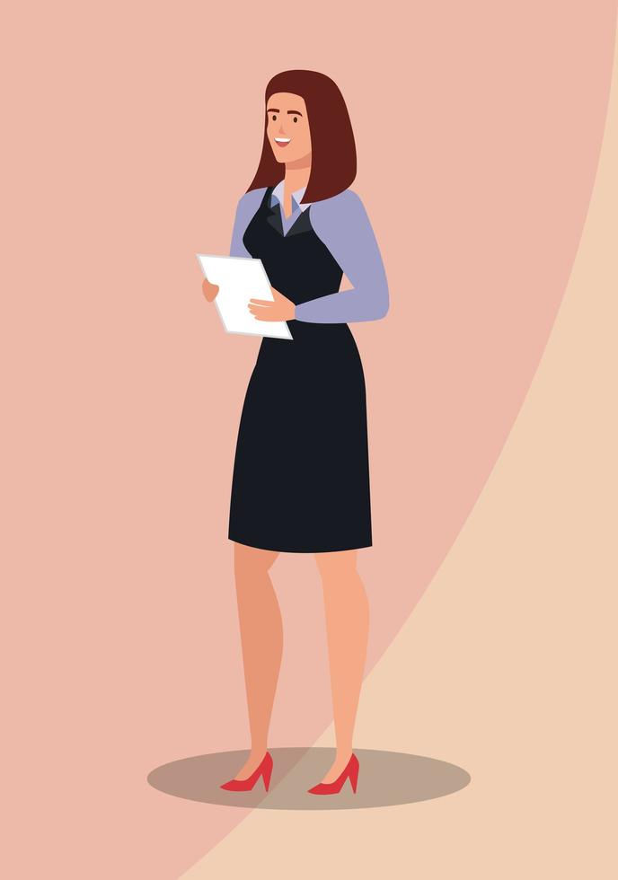 business woman elegant avatar character vector