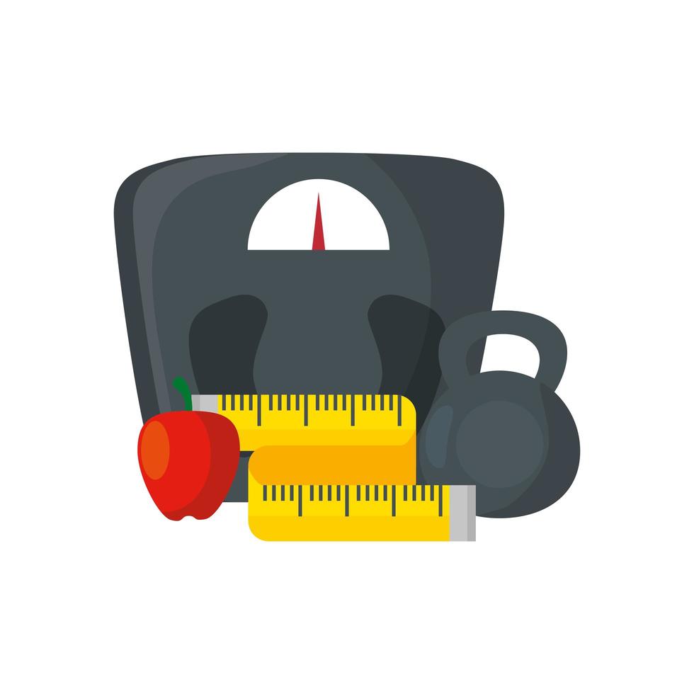 scale measure weight with set icons vector