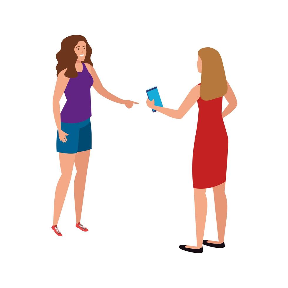 Isolated avatar women with smartphone vector design