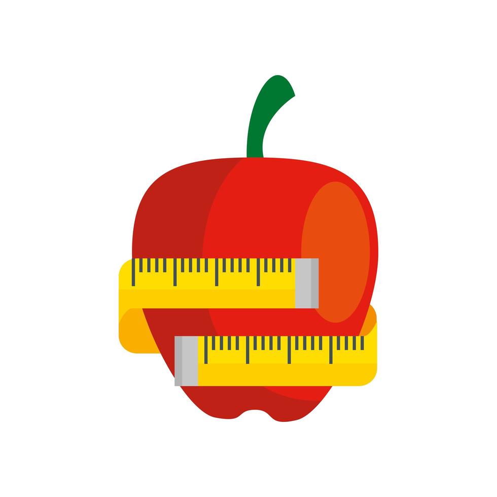 fresh apple fruit with measuring tape isolated icon vector