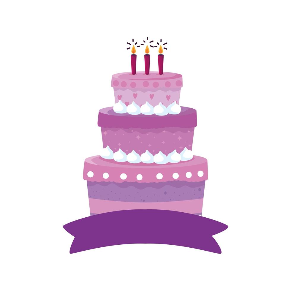 diseño de vector de pastel de feliz cumpleaños