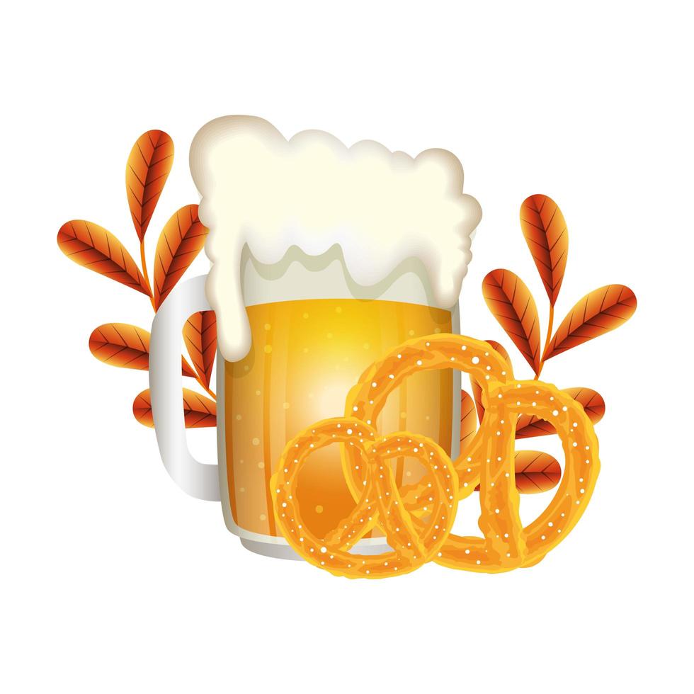 Oktoberfest cerveza y diseño vectorial de pretzel vector