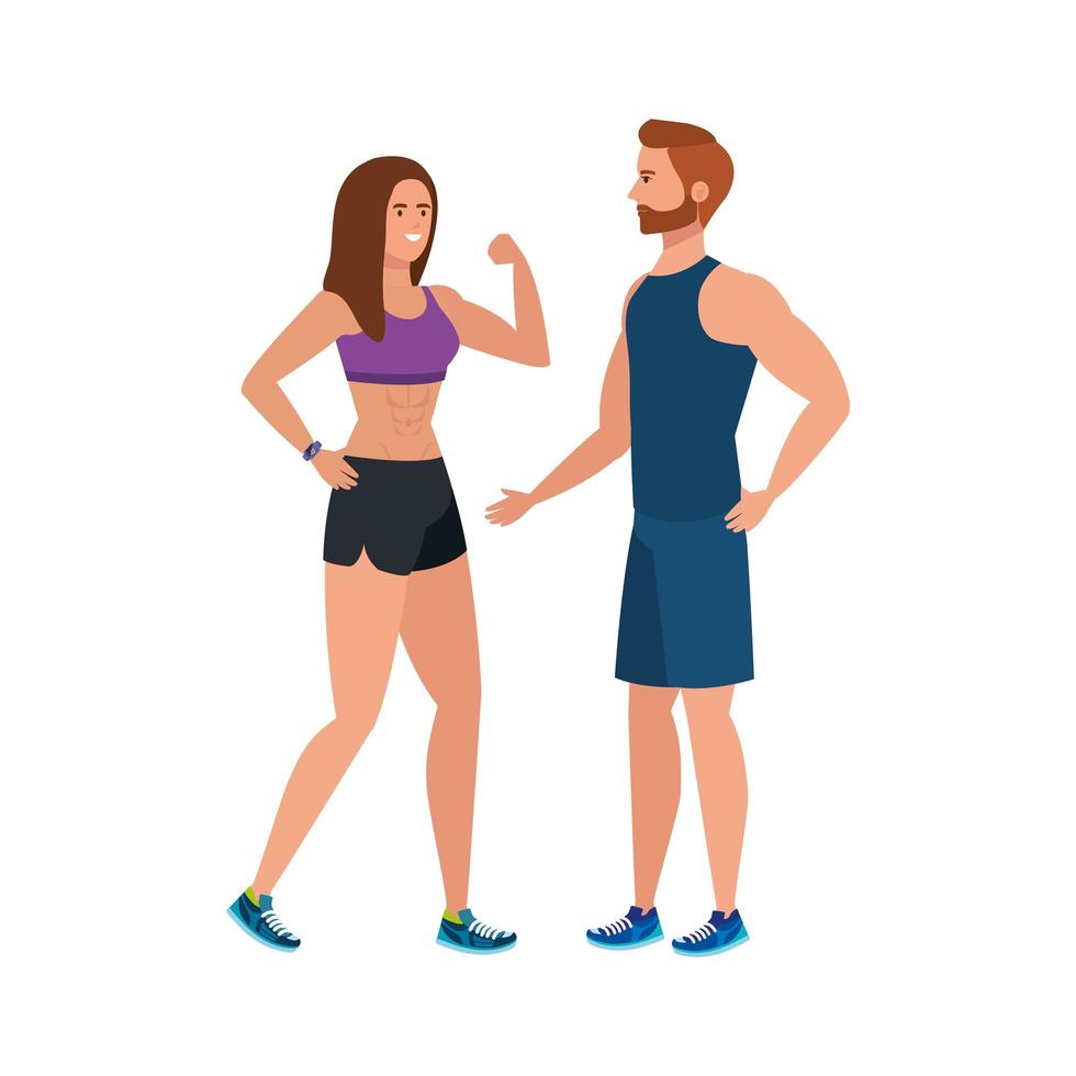 pareja joven, atleta, avatar, carácter vector