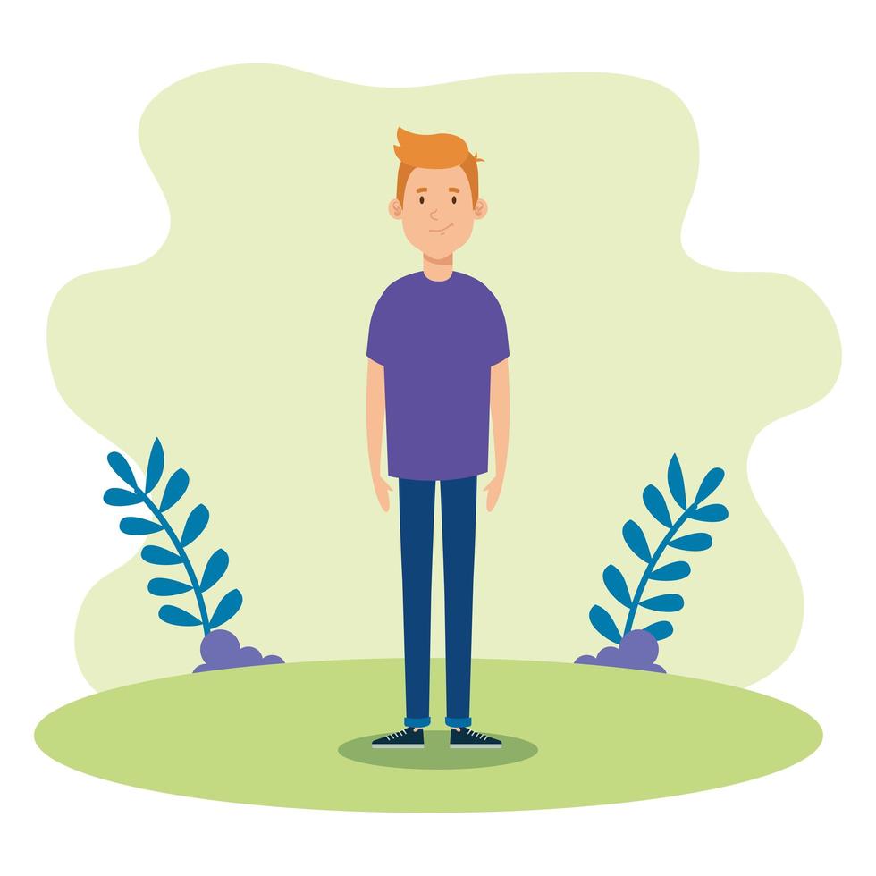 young man in park nature vector