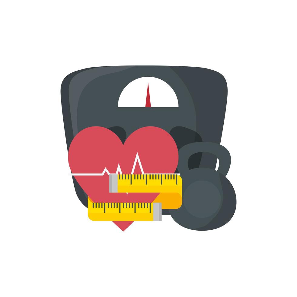 scale measure weight with set icons vector