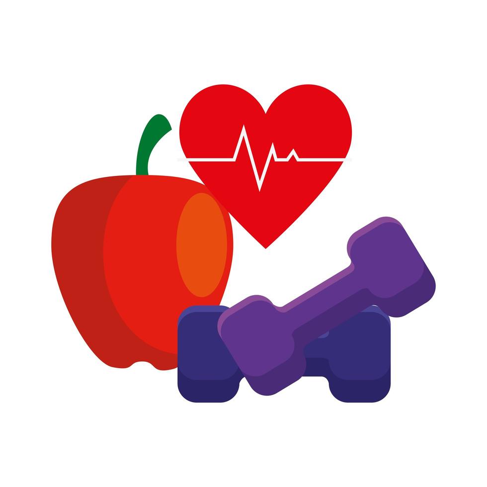 fresh apple with set icons gym vector