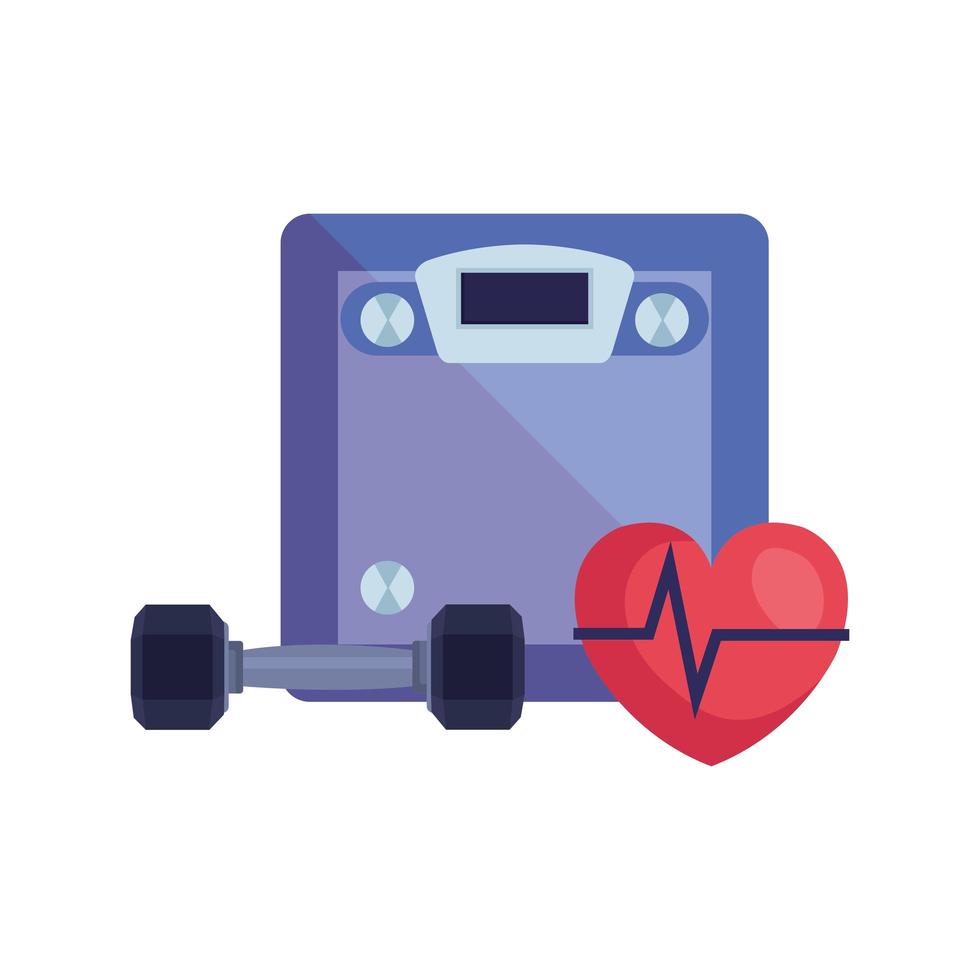 scale measure weight with set icons vector