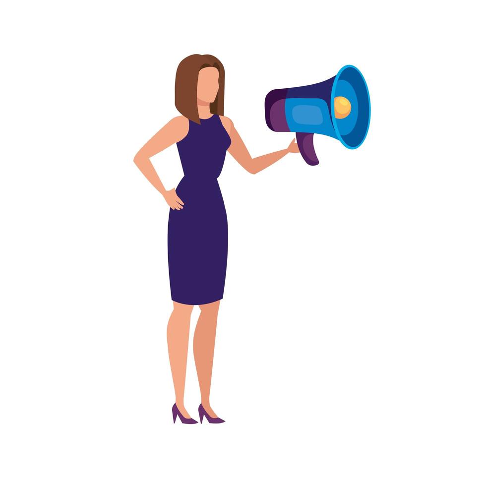 Woman and megaphone vector design