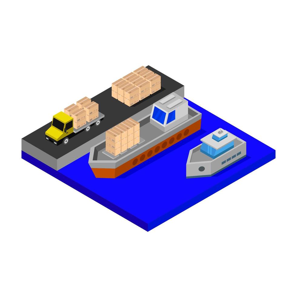 Isometric Port Illustrated On White Background vector