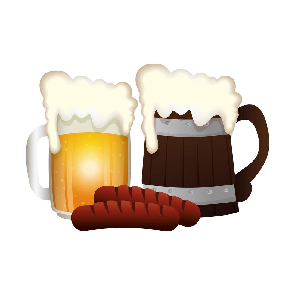 Oktoberfest cerveza y diseño vectorial de salchichas vector