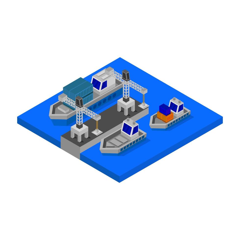 Isometric Port Illustrated On White Background vector