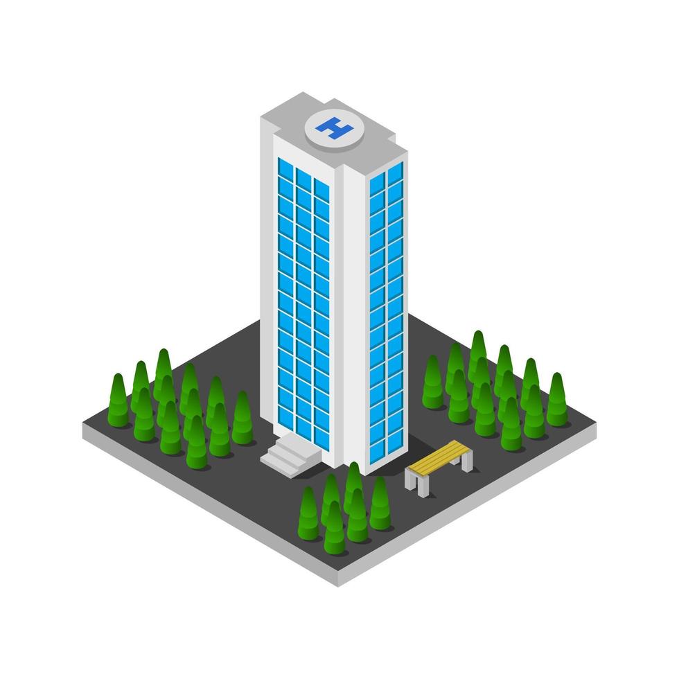 Isometric Hospital Illustrated On White Background vector