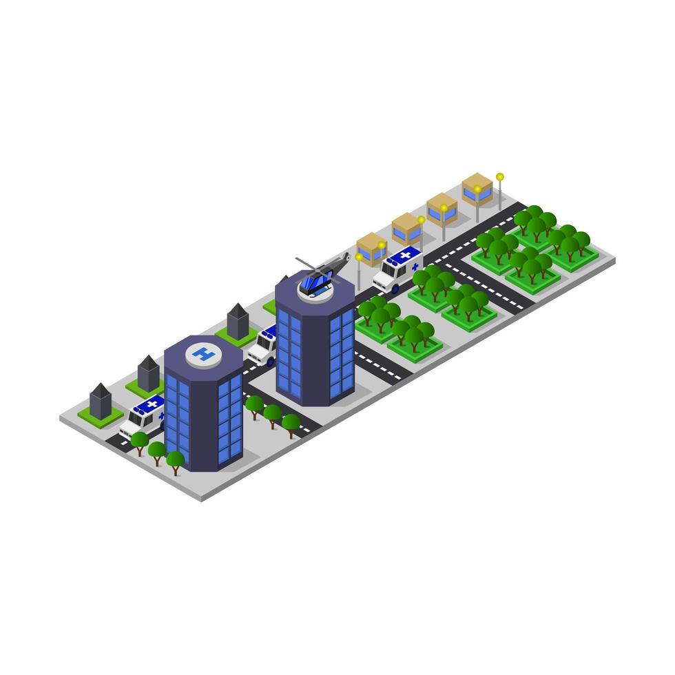 Isometric Hospital On White Background vector