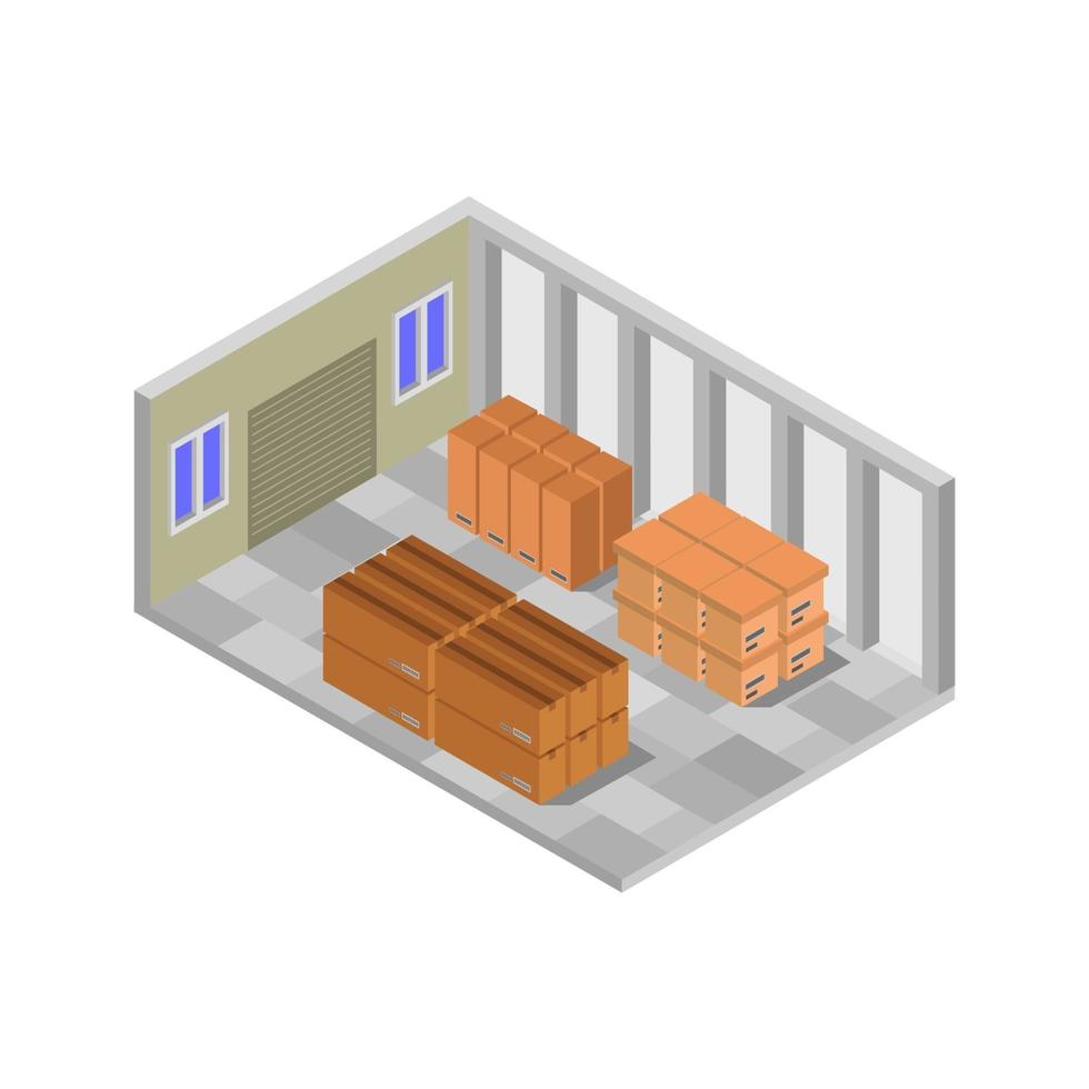 Isometric Warehouse Room On White Background vector