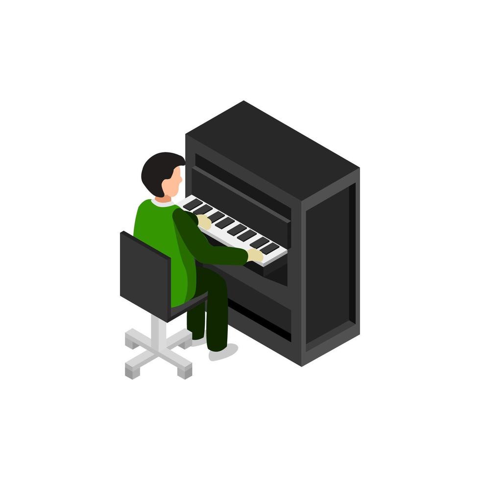 Boy Studying Piano On White Background vector