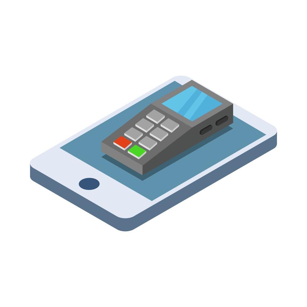 Pay Online Isometric On White Background vector