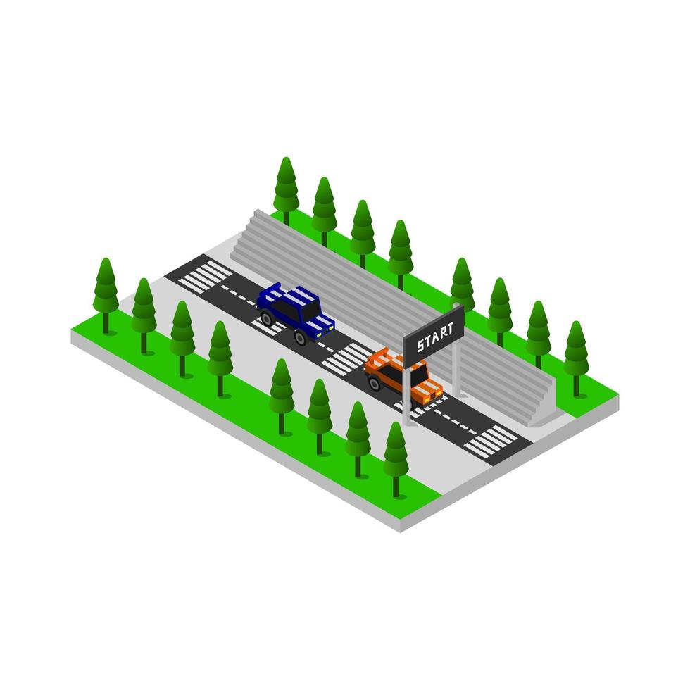 Racing Race Isometric On White Background vector