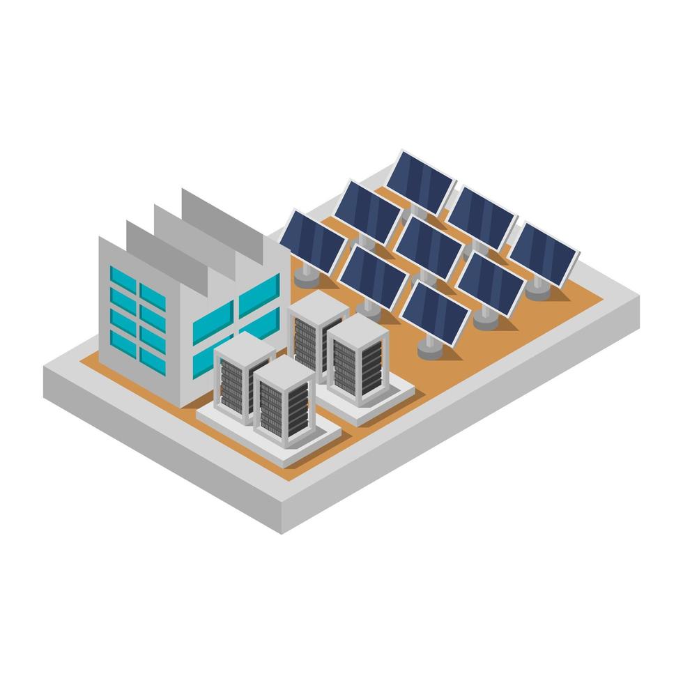 panel solar isométrico sobre fondo blanco vector