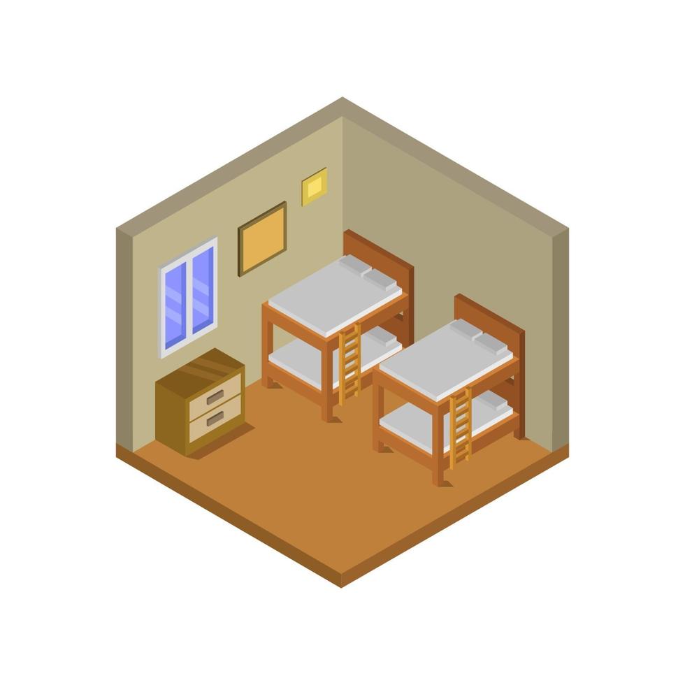 Isometric Hotel Room On White Background vector