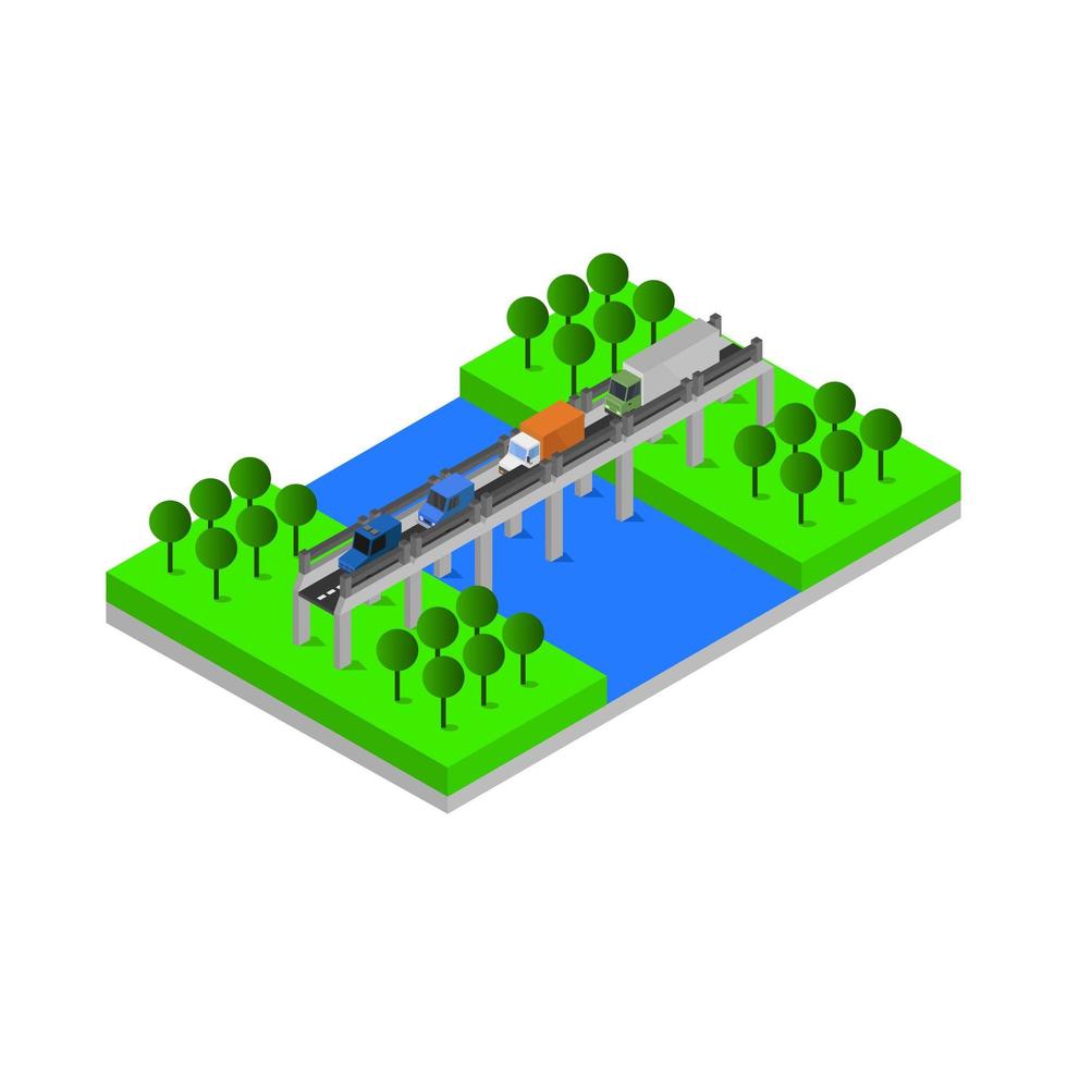 Isometric Bridge Illustrated On White Background vector