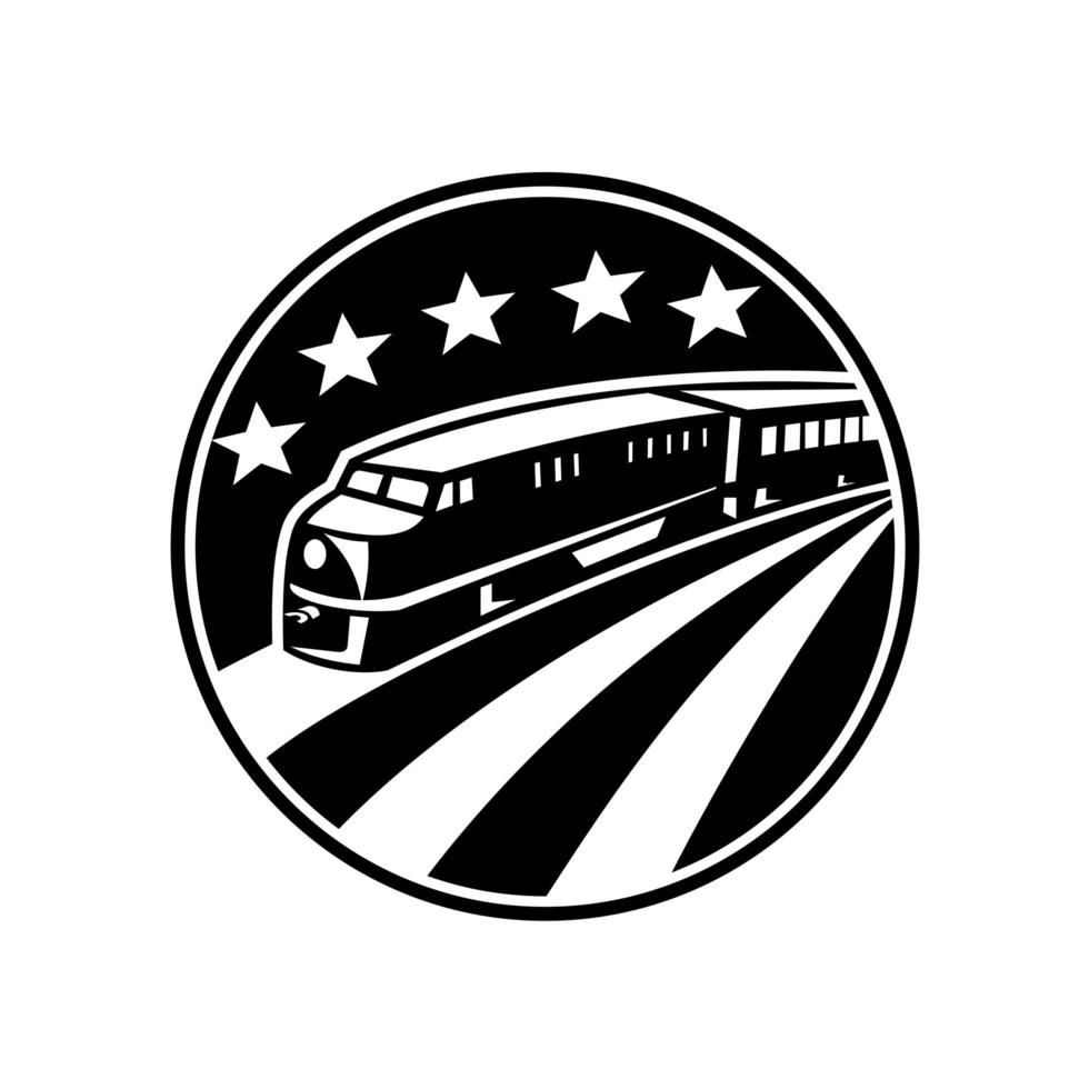 Diesel Locomotive Train With American USA Flag vector