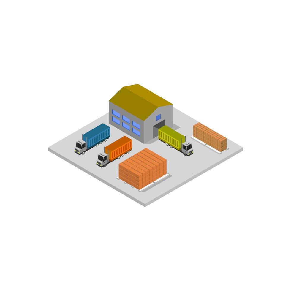 Isometric Warehouse Illustrated On White Background vector