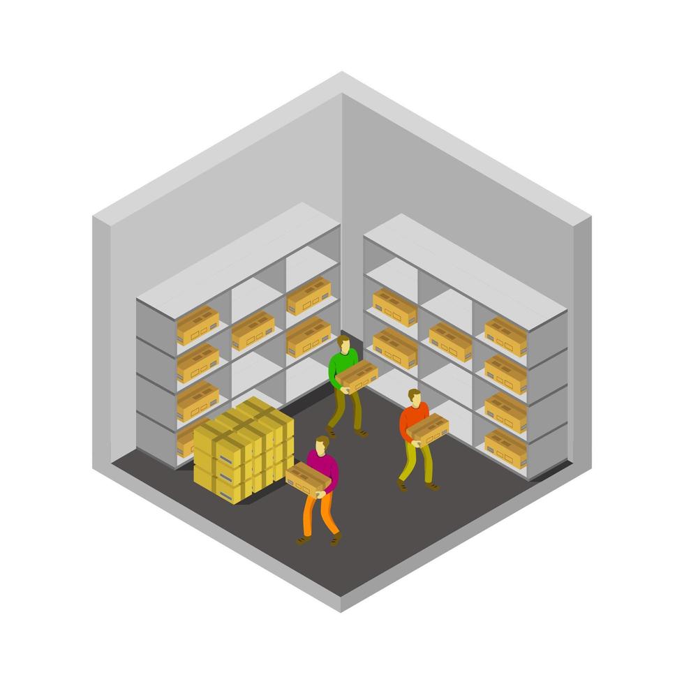 Isometric Warehouse Illustrated On White Background vector