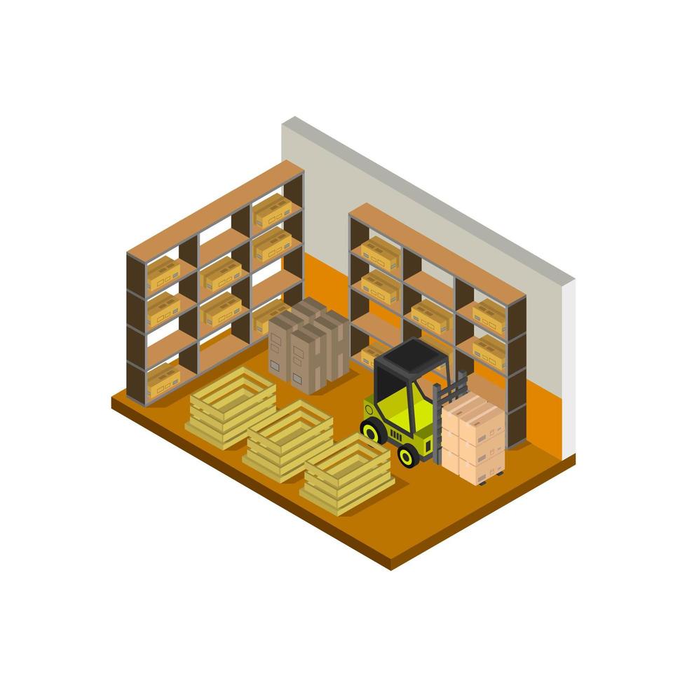 Isometric Warehouse Illustrated On White Background vector